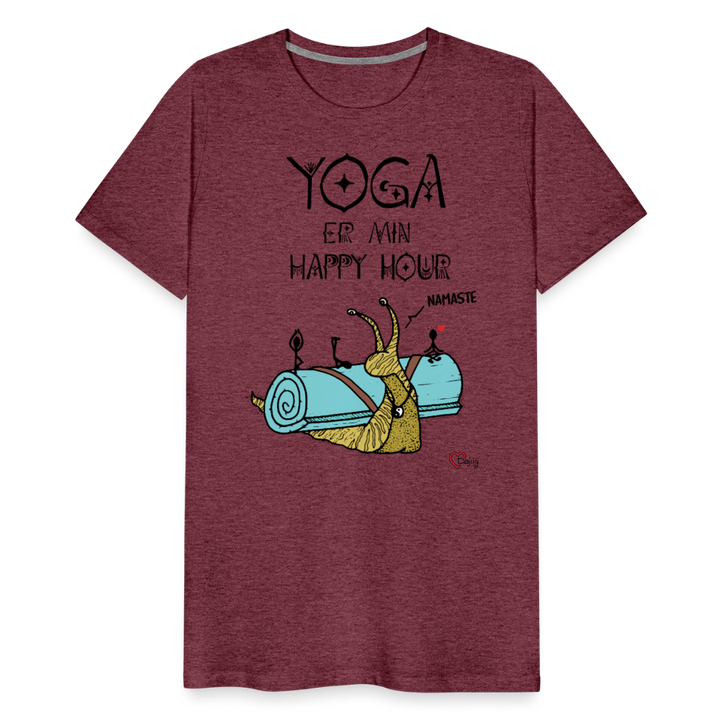 Yoga er min Happy Hour - Eksklusiv Herre T-shirt - bordeaux meleret