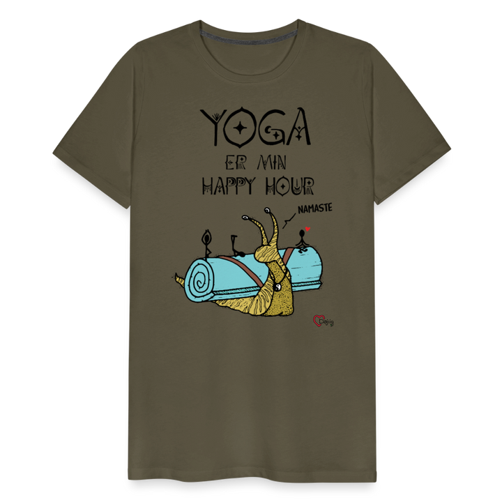 Yoga er min Happy Hour - Eksklusiv Herre T-shirt - kaki