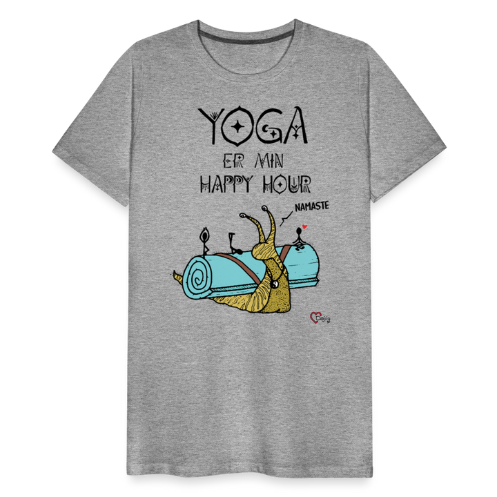 Yoga er min Happy Hour - Eksklusiv Herre T-shirt - grå meleret