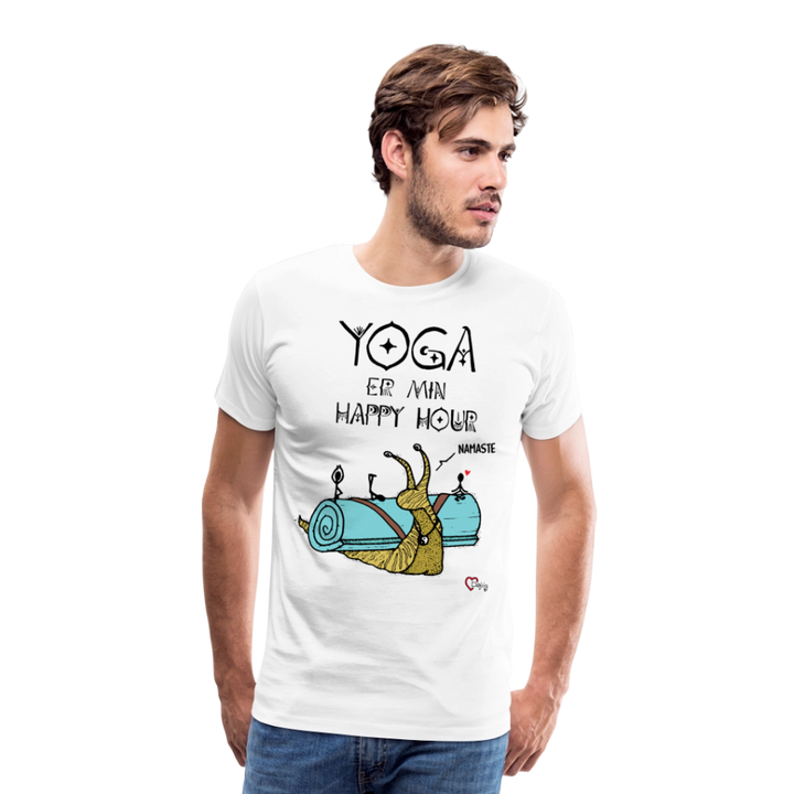 Yoga er min Happy Hour - Eksklusiv Herre T-shirt - hvid