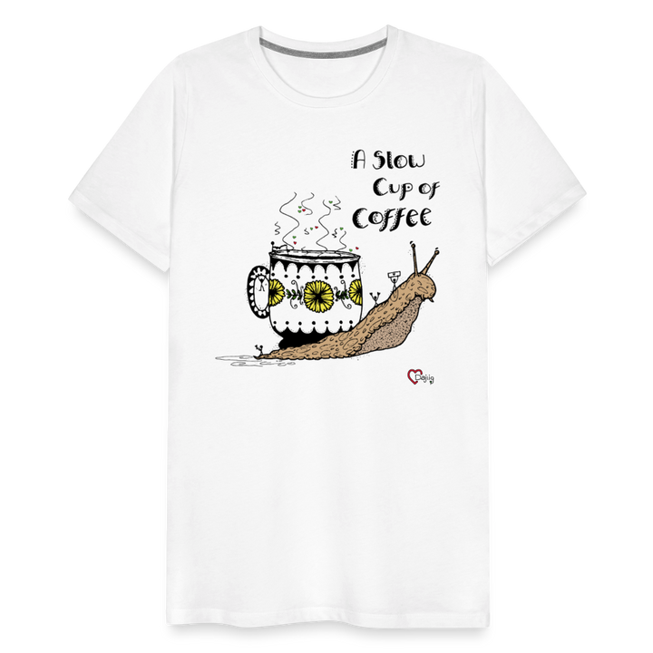 A Slow Cup of Coffee Snegl - Eksklusiv Herre T-shirt - hvid