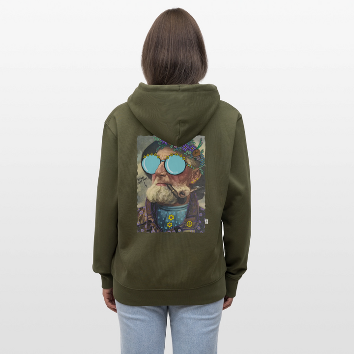 Hippie Hans - Kraftig Unisex Hættetrøje m. lynlås - khaki