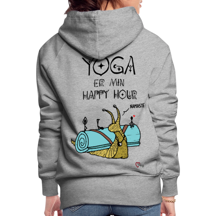 Yoga er min Happy Hour - Dame Hættetrøje - grå meleret