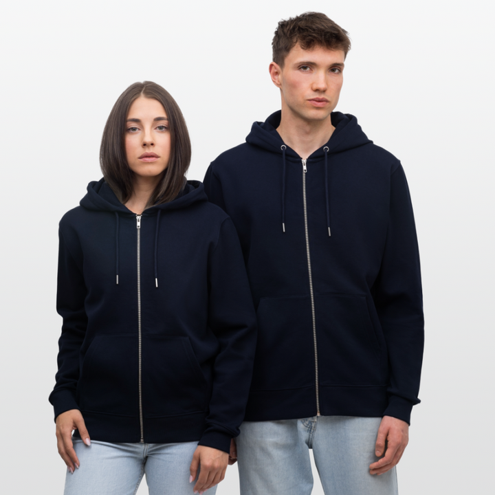 Poul Sømand - Kraftig Unisex Hættetrøje m. lynlås - marineblå