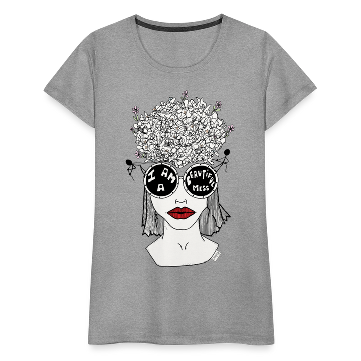 ADHD Beautiful Mess Dame T-shirt - grå meleret