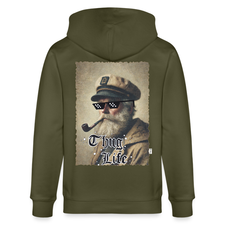 Leif Lurendrejer - Kraftig Unisex Hættetrøje m. lynlås - khaki