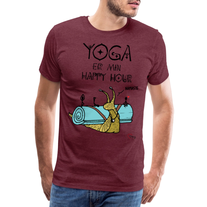 Yoga er min Happy Hour - Eksklusiv Herre T-shirt - bordeaux meleret