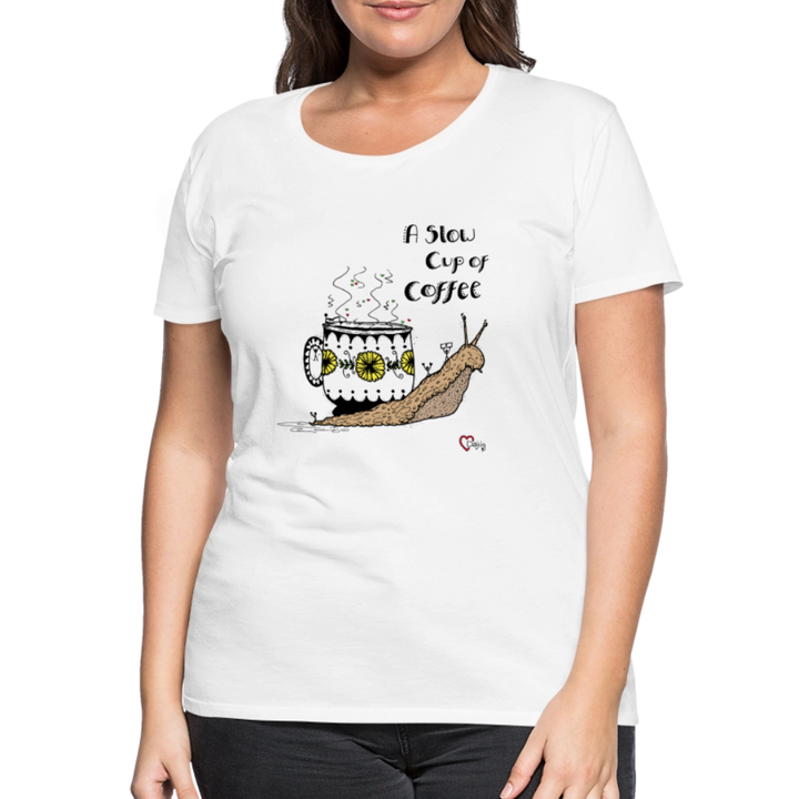 A Slow Cup of Coffee Snegl - Eksklusiv Dame T-shirt - hvid