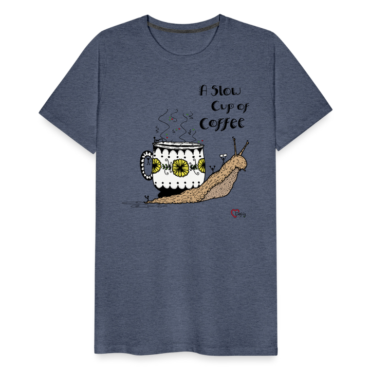 A Slow Cup of Coffee Snegl - Eksklusiv Herre T-shirt - blåmeleret