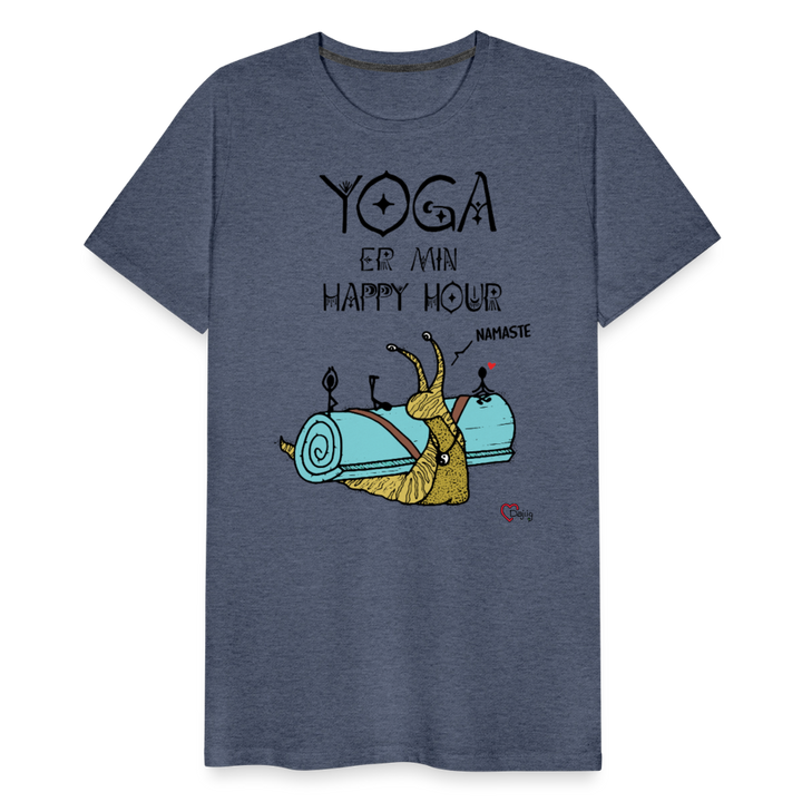 Yoga er min Happy Hour - Eksklusiv Herre T-shirt - blåmeleret