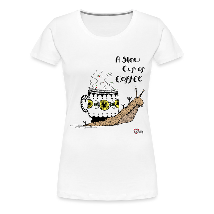 A Slow Cup of Coffee Snegl - Eksklusiv Dame T-shirt - hvid