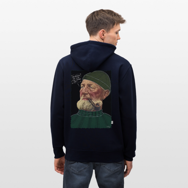 Anker Bådsmand - Kraftig Unisex Hættetrøje m. lynlås - marineblå