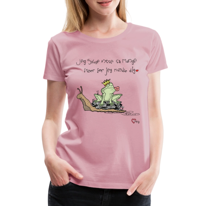 Kysse Frø Snegl - Eksklusiv Dame T-shirt - lyserosa