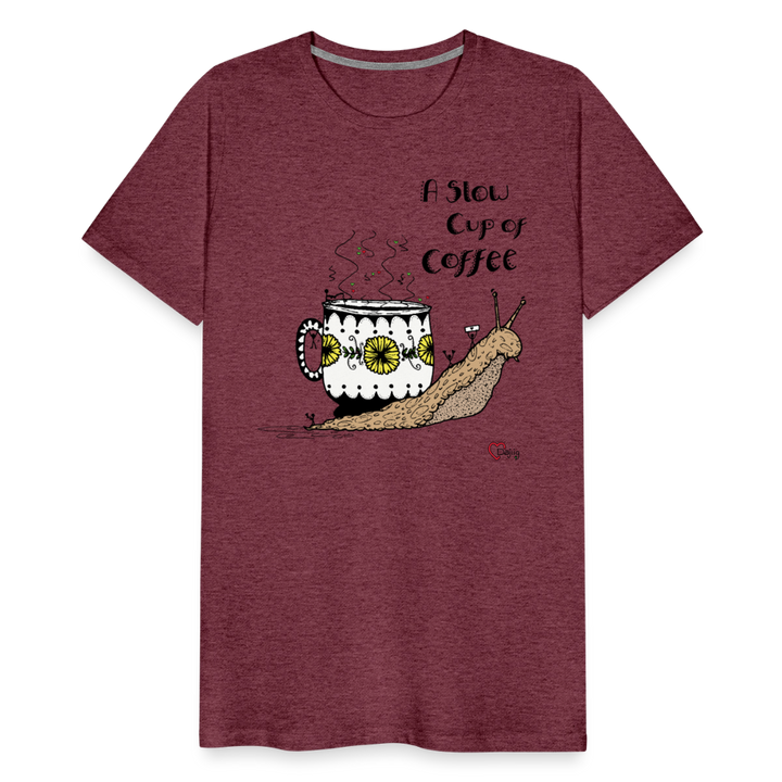 A Slow Cup of Coffee Snegl - Eksklusiv Herre T-shirt - bordeaux meleret