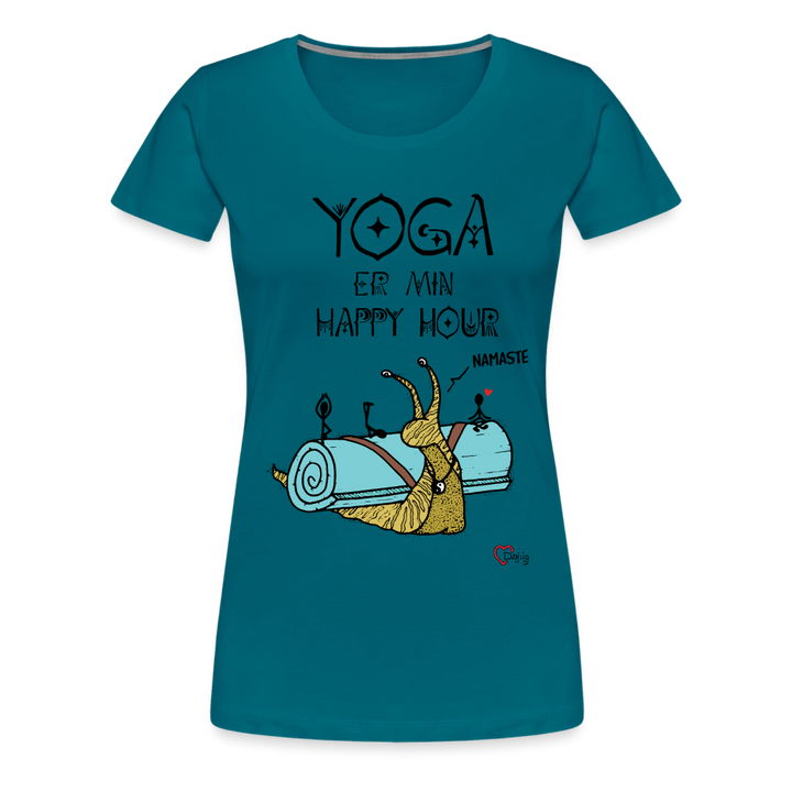 Yoga er min Happy Hour - Eksklusiv Dame T-shirt - divablå