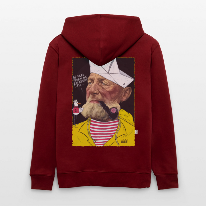Styrmand Karlsen - Kraftig Unisex Hættetrøje m. lynlås - burgunder-rød