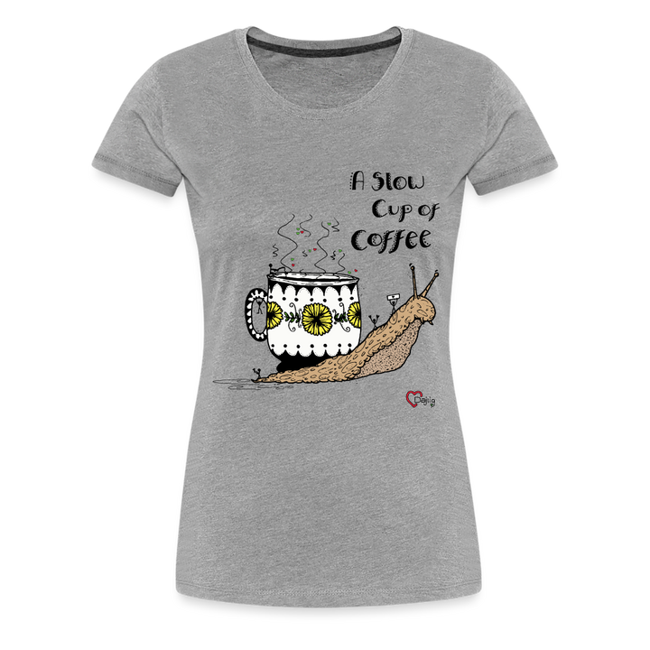 A Slow Cup of Coffee Snegl - Eksklusiv Dame T-shirt - grå meleret