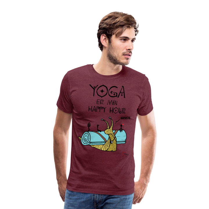 Yoga er min Happy Hour - Eksklusiv Herre T-shirt - bordeaux meleret