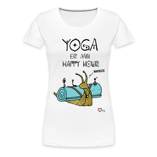 Yoga er min Happy Hour - Eksklusiv Dame T-shirt - hvid