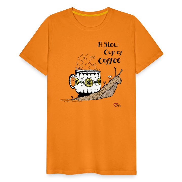 A Slow Cup of Coffee Snegl - Eksklusiv Herre T-shirt - orange