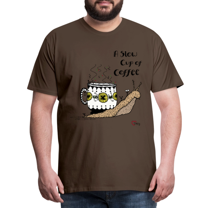 A Slow Cup of Coffee Snegl - Eksklusiv Herre T-shirt - gråbrun