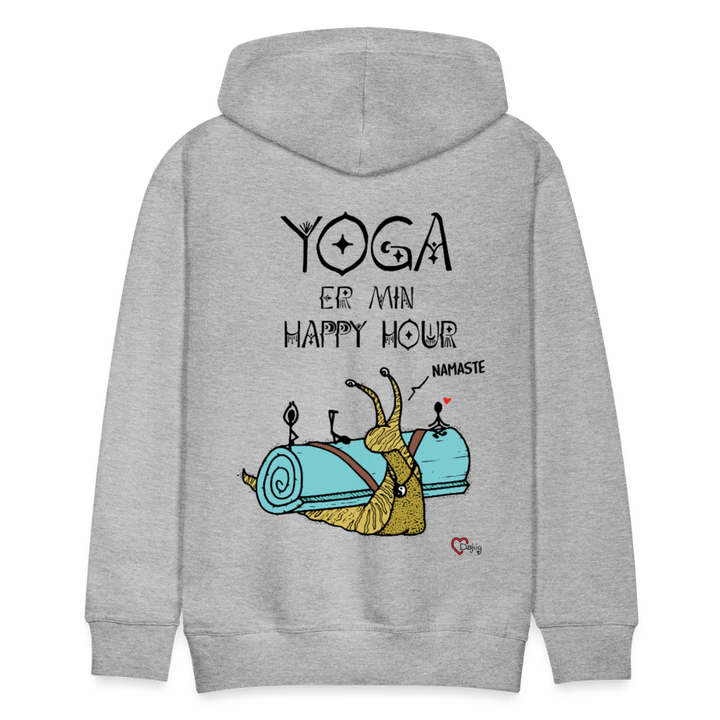 Yoga er min Happy Hour - Herre Hættetrøje - grå meleret