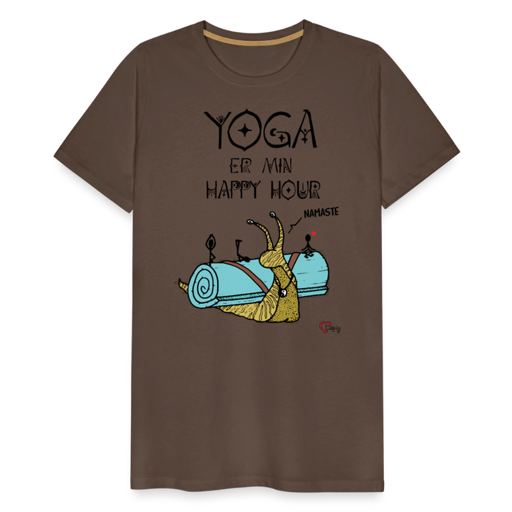 Yoga er min Happy Hour - Eksklusiv Herre T-shirt - gråbrun