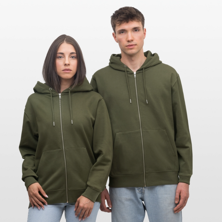 Krymmel Kaj - Kraftig Unisex Hættetrøje m. lynlås - khaki