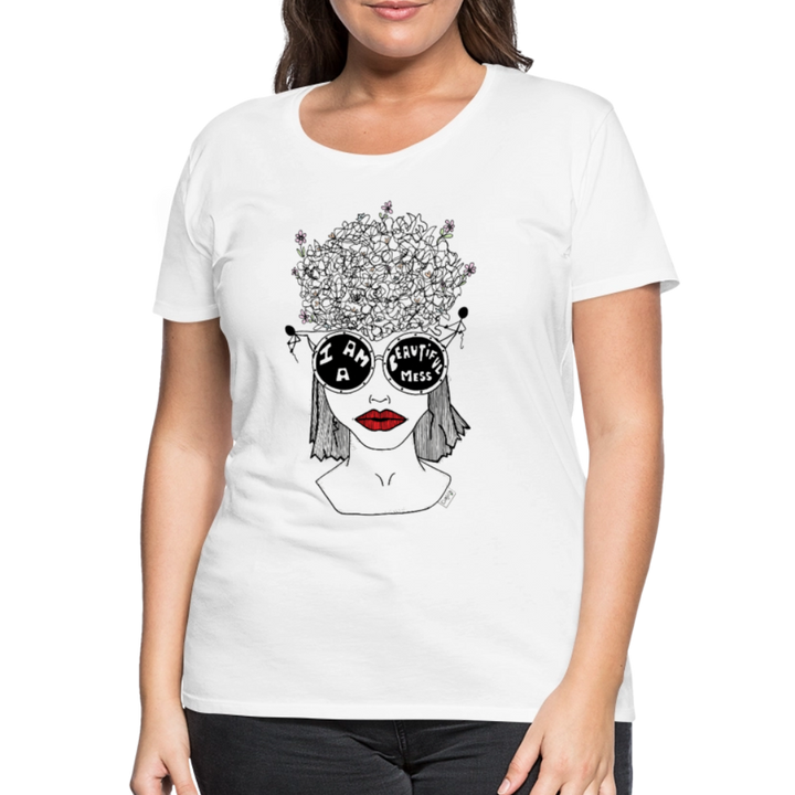 ADHD Beautiful Mess Dame T-shirt - hvid