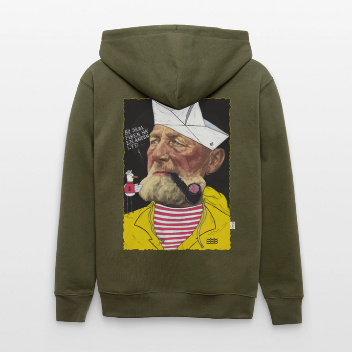 Styrmand Karlsen - Kraftig Unisex Hættetrøje m. lynlås - khaki