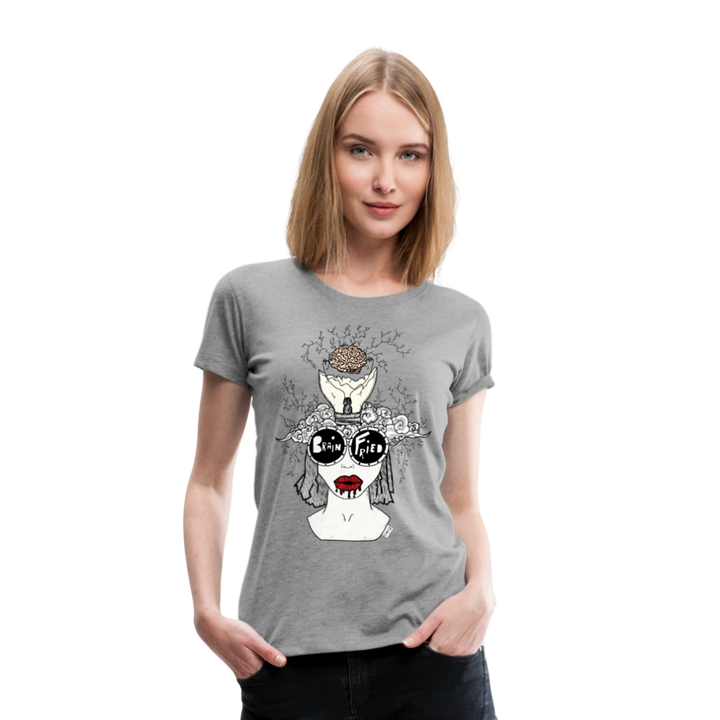 ADHD Brain Fried Dame T-shirt - grå meleret