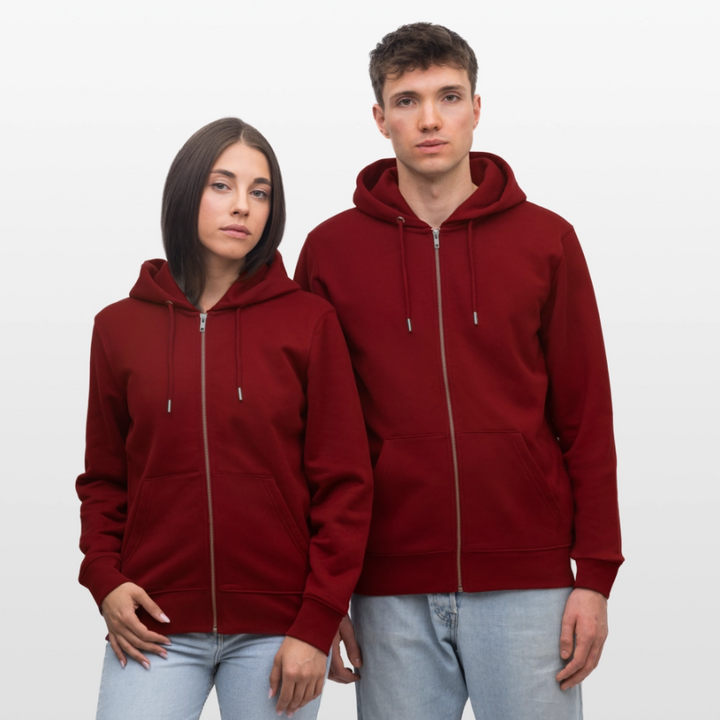 Poul Sømand - Kraftig Unisex Hættetrøje m. lynlås - burgunder-rød
