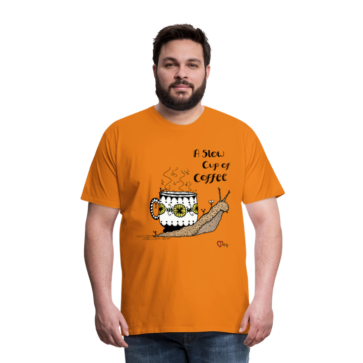 A Slow Cup of Coffee Snegl - Eksklusiv Herre T-shirt - orange