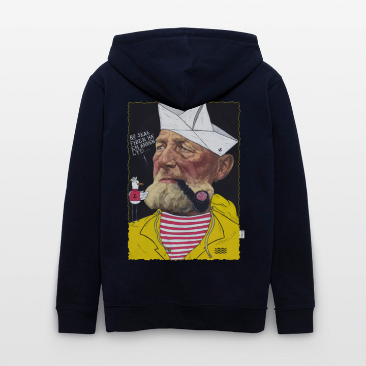 Styrmand Karlsen - Kraftig Unisex Hættetrøje m. lynlås - marineblå
