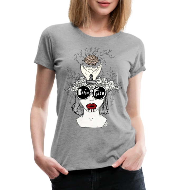 ADHD Brain Fried Dame T-shirt - grå meleret