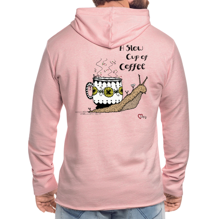 A Slow Cup of Coffee Snegl - Let Unisex hættetrøje - rosa-creme meleret