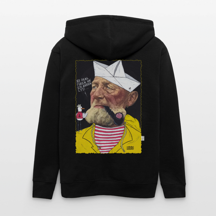 Styrmand Karlsen - Kraftig Unisex Hættetrøje m. lynlås - sort