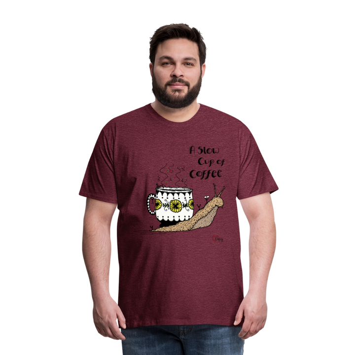 A Slow Cup of Coffee Snegl - Eksklusiv Herre T-shirt - bordeaux meleret