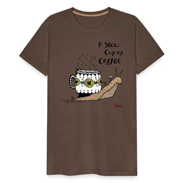 A Slow Cup of Coffee Snegl - Eksklusiv Herre T-shirt - gråbrun