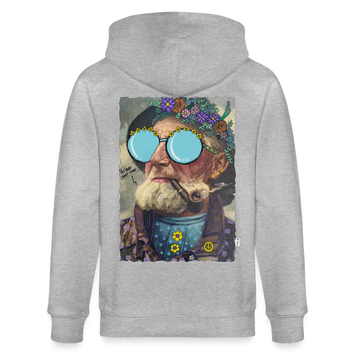 Hippie Hans - Kraftig Unisex Hættetrøje m. lynlås - grå meleret