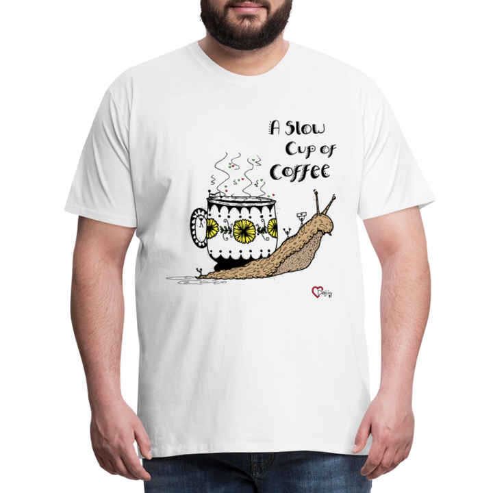 A Slow Cup of Coffee Snegl - Eksklusiv Herre T-shirt - hvid