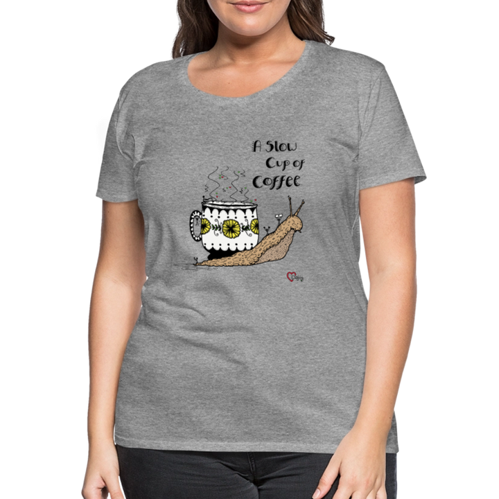 A Slow Cup of Coffee Snegl - Eksklusiv Dame T-shirt - grå meleret