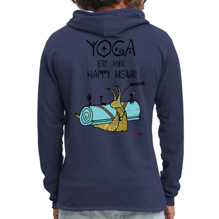 Yoga er min Happy Hour - Let Unisex hættetrøje - marineblå meleret