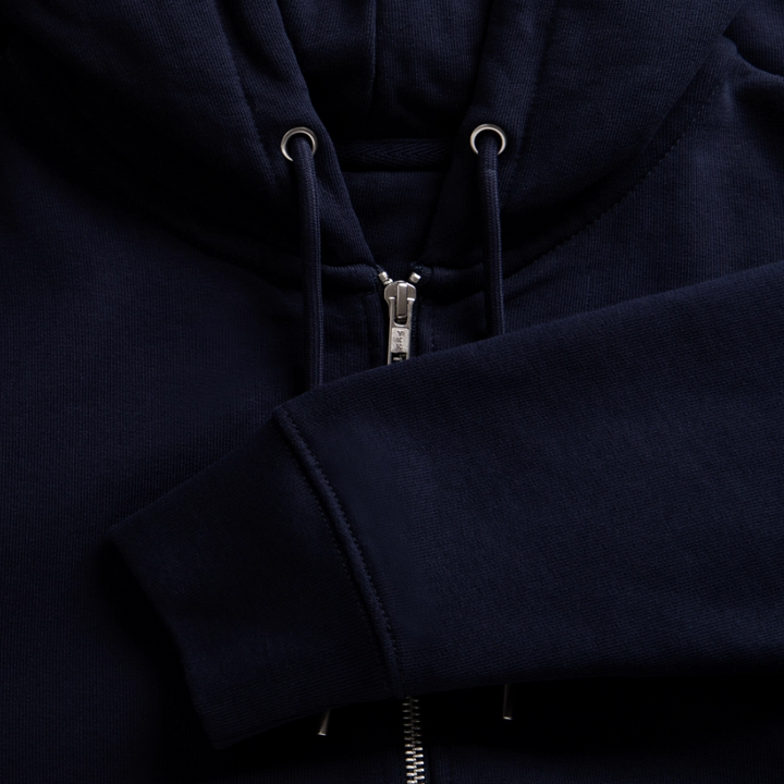 Styrmand Karlsen - Kraftig Unisex Hættetrøje m. lynlås - marineblå