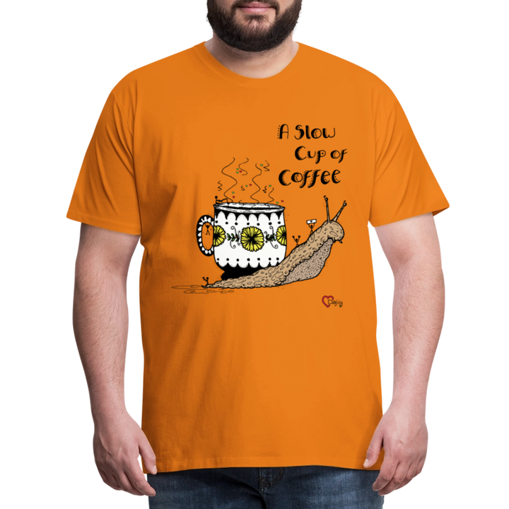 A Slow Cup of Coffee Snegl - Eksklusiv Herre T-shirt - orange