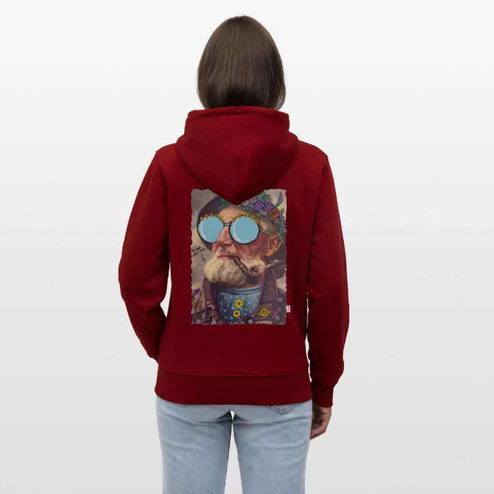 Hippie Hans - Kraftig Unisex Hættetrøje m. lynlås - burgunder-rød