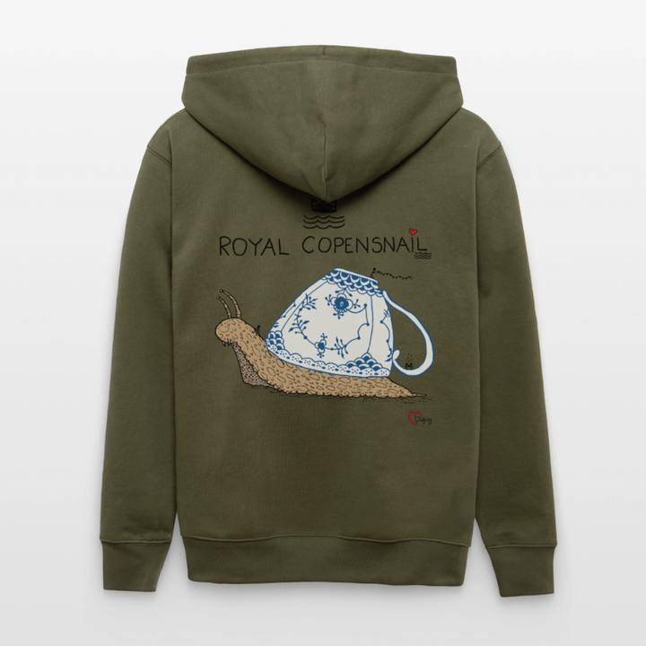 Royal Copensnail - Kraftig Unisex Hættetrøje m. lynlås - khaki