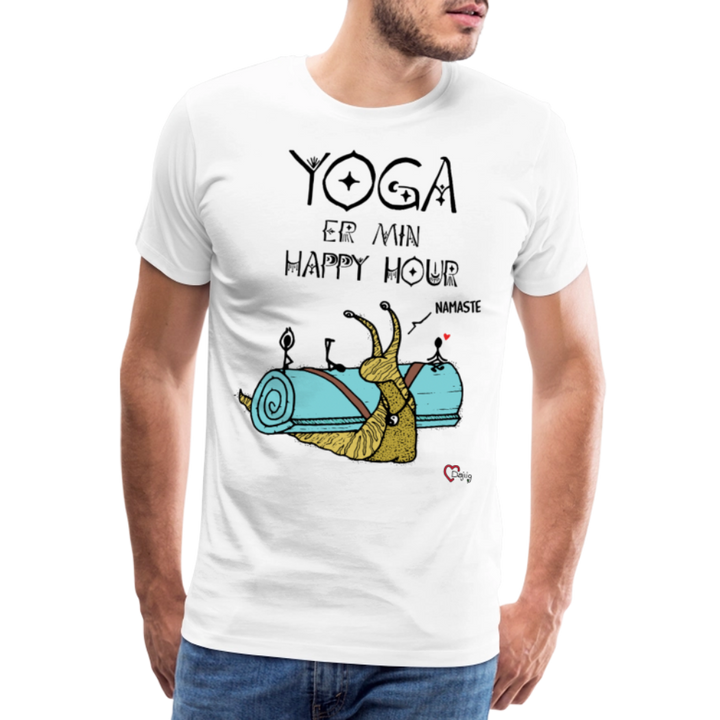 Yoga er min Happy Hour - Eksklusiv Herre T-shirt - hvid