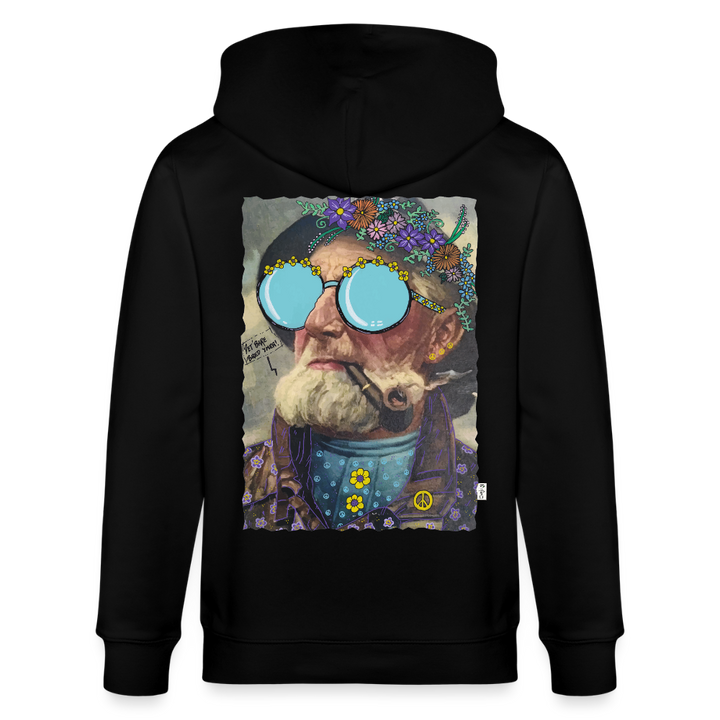 Hippie Hans - Kraftig Unisex Hættetrøje m. lynlås - sort