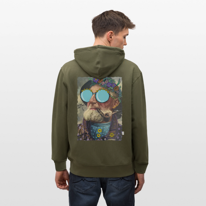 Hippie Hans - Kraftig Unisex Hættetrøje m. lynlås - khaki